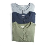 Short Sleeve Raw Edge 3 Pack // Blue + Grey + Green (XL)