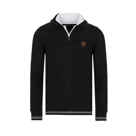 Quarter-Zip Sweater // Black (XL)