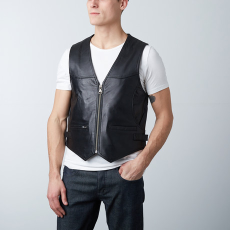 Leather Zip Vest // Black (S)