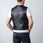 Leather Zip Vest // Black (L)