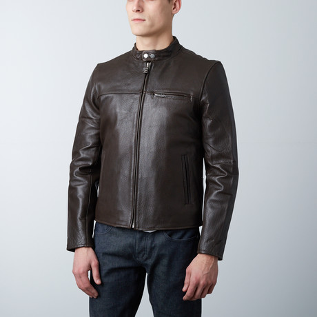 Leather Racer Jacket // Brown (S)