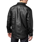 Relaxed Leather Shirt Jacket // Black (S)
