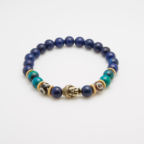 Evil Eye + Gold Buddha Beaded Bracelet