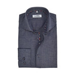 Semi Fitted Button Down Shirt // Navy Check + Navy // 2-Pack (L)