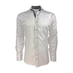 Check Jacquard Semi Fitted Shirt // Tone On Tone White Check (3XL)