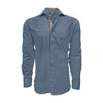 Semi Fitted Button Down Shirt // Sky Blue-Grey + Charcoal // 2-Pack (L)