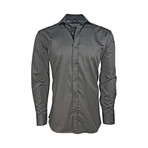 Semi Fitted Button Down Shirt // Grey Check + Heavy Metal // 2-Pack (M)