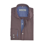 Semi Fitted Chambray Accent Shirt // Dark Red Check (2XL)