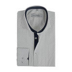 Semi Fitted Dot Shirt // White + Navy Dots (XL)