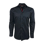 Semi Fitted Shirt // Navy + Red (M)