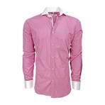 Semi Fitted Contrast Trim Shirt // Pink + White (3XL)