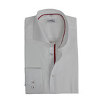 Diamond Jacquard Cotton Semi Fitted Shirt // White + Red (S)