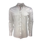 Diamond Jacquard Cotton Semi Fitted Shirt // White + Red (XL)