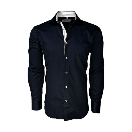 Semi Fitted Dot Shirt // Navy (S)