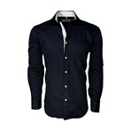 Semi Fitted Dot Shirt // Navy (L)