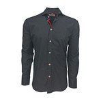 Semi Fitted Dot Print Shirt // Black Dots + Red (XL)