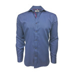Semi Fitted Button Down Shirt // Indigo Print + Graphite Navy // 2-Pack (S)