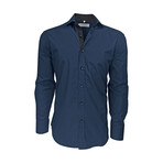 Semi Fitted Button Down Shirt // Indigo Print + Graphite Navy // 2-Pack (XL)