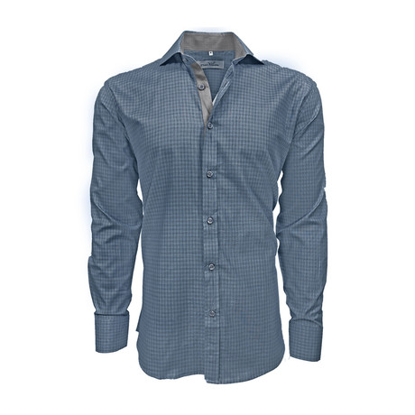 Semi Fitted Check Shirt // Sky Blue + Grey (S)