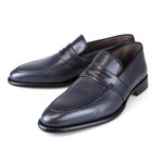 Goodyear Blue Leather Penny Loafers  // Navy Blue (US: 7)