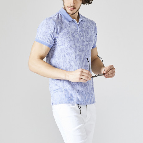 Printed Polo T-Shirt // Lila (M)