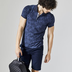 Printed Polo T-Shirt // Navy (M)