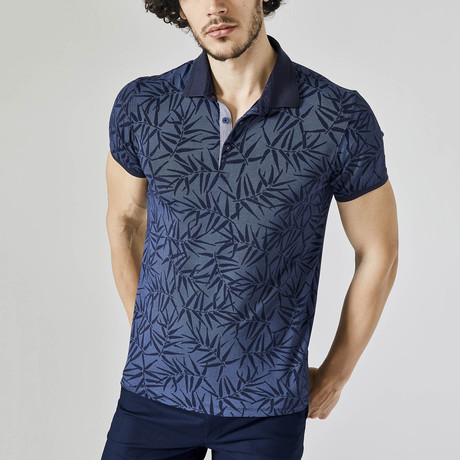 Printed Polo T-Shirt // Navy (M)