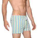 3" Pop Swim Short // Yellow Turquoise Stripe (L)