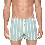 3" Pop Swim Short // Yellow Turquoise Stripe (M)
