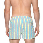 3" Pop Swim Short // Yellow Turquoise Stripe (XL)