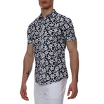 Floral Print Short Sleeve Shirt // Navy Floral (L)