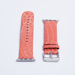 Genuine Alligator Apple Watch Strap // Shiny Salmon (White Hardware // 38mm Case Dia.)