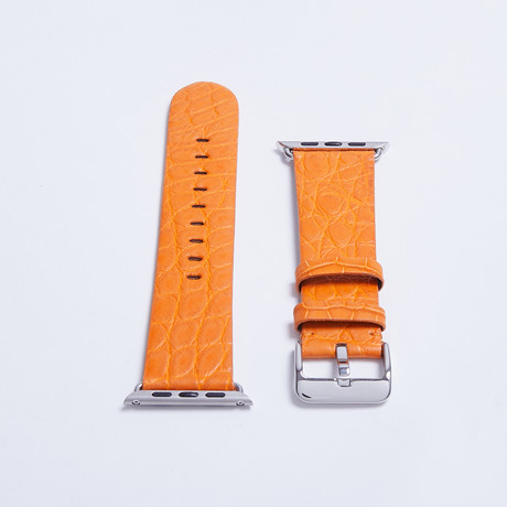 Genuine Alligator Apple Watch Strap  // Orange Nubuck (White Hardware // 38mm Case)