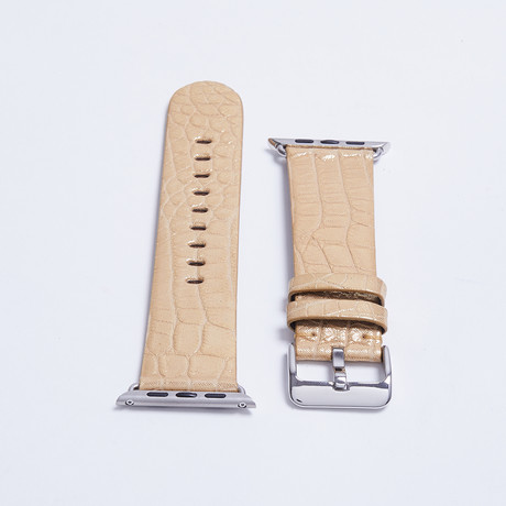 Genuine Alligator Apple Watch Strap // Gold // 42mm (Silver Tone Hardware (Nickel))