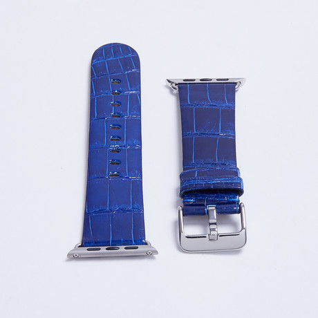 Genuine Alligator Apple Watch Strap // Deep Blue // 42mm (Silver Tone Hardware (Nickel))