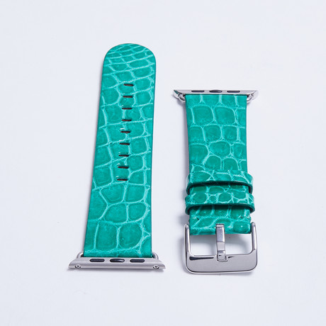 Genuine Alligator Apple Watch Strap // Kelly Green // 42mm (Silver Tone Hardware (Nickel))
