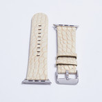 Alligator Apple Watch Strap // Metallic Bone (White Hardware // 42mm Case Dia.)