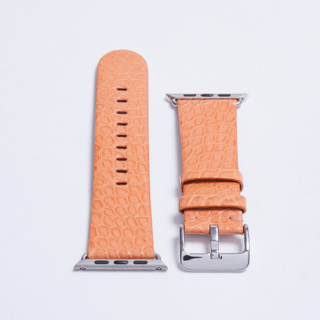 Alligator Apple Watch Strap // Matte Light Salmon (White Hardware // 42mm Case Dia.)