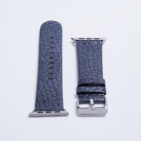 Genuine Alligator Apple Watch Strap  // Black Metallic Dust (White Hardware (Nickel) (38mm))