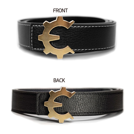 Brushed Gold Genii Belt // Black (30)