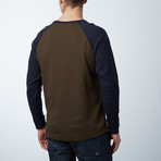 Textured Mesh Crewneck Sweatshirt // Army Green + Navy (XL)