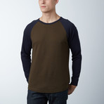 Textured Mesh Crewneck Sweatshirt // Army Green + Navy (2XL)