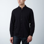 Stretch Button Front Shirt // Black (S)