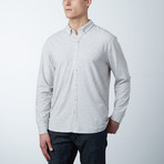 Stretch Button Front Shirt // Heather Grey (S)
