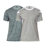 Gamer Fitness Tech T-Shirt // Marled Blue + Grey // Pack of 2 (L)