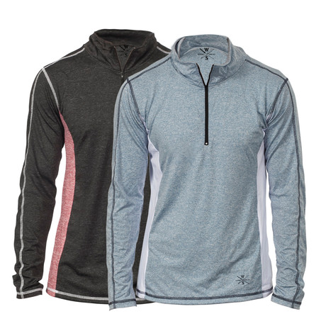 Parry Fitness Tech Pullover // Black + Blue // Pack of 2 (S)