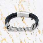 Steve Madden // Curb Chain Leather Braided Bracelet