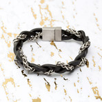 Steve Madden // Braided Leather + Wheat Chain Bracelet