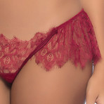 Colette Skirted Lace Thong // Rhubarb (S)