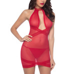 Marian Collared Babydoll + G-String // Red